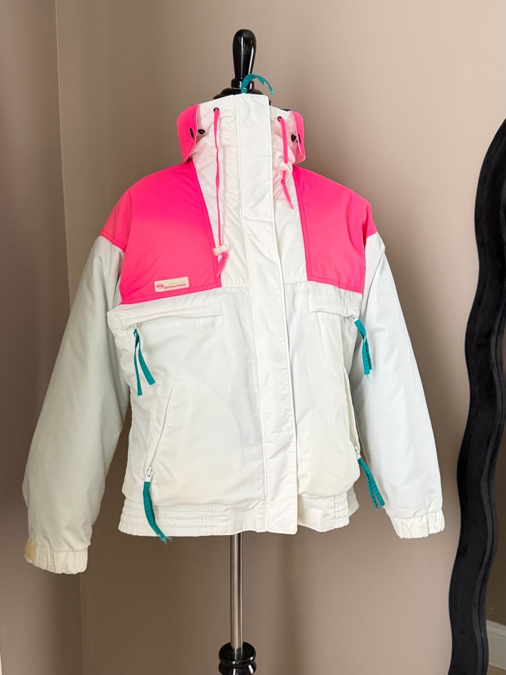 Late 80s Vintage Columbia Interchange 3-in-1 Ski Jacket White Pink Teal – Women’